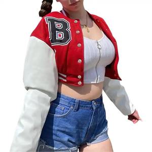 Veste universitaire pour femmes en vente en gros dans un nouveau style de mode tissu de coton respirant taille XL avec poche à boutons manteaux courts - Product Image 3