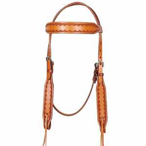 Headstall Western de bride de spectacle équestre en cuir de vachette fait à la main de qualité supérieure avec outillage floral fabriqué en Inde - Product Image 5