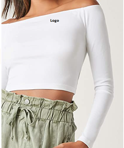 T-shirts basiques à manches longues extensibles et à épaules dénudées pour femmes élégantes - Product Image 6