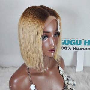 100% luxe vietnamien 10 pouces perruque sans colle personnalisé Ombre blonde couleur cheveux humains produits de cheveux naturels pour les femmes noires - Product Image 4