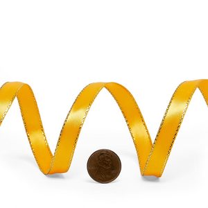 Cinta de Raso con Borde Dorado, Hecha a Mano, de Lujo, de Poliéster y Seda, para Envolver Regalos de Cumpleaños, Rollo de 1 Yarda - Product Image 2