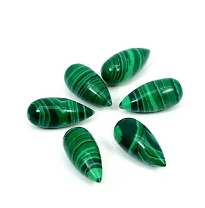 Synthetic green malachite 18 x 8 mm smooth drop stone calibrated size for making jewelry loose gemstone