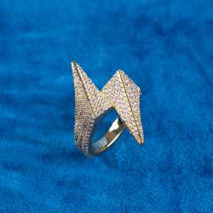SPARKS VISTA Fashion Hip Hop 3D Lightning Bolt Diamond <b>Ring</b> 925 Sterling Silver Silver <b>for</b> Certified <b>Men</b> Wholesale Price - Product Image 3
