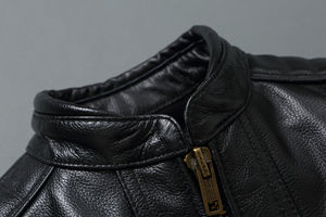 Chaqueta de cuero para hombre Motocicleta personalizada Cuero genuino Chaquetas de cuero personalizadas OEM ODM mejor proveedor - Product Image 3