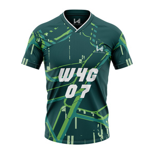 เสื้อฟุตบอลผ้าโพลีเอสเตอร์แบบระเหิด100% แห้งเร็วแขนสั้นสำหรับทีมฟุตบอลมีโลโก้ด้านหน้า - Product Image 2