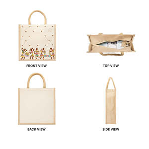 Bolsa de Regalo con Logotipo Bordado de Warli Utsav, Bolsa de Regalo de Yute y Lona de Algodón, Bolsa de Embalaje para Artículos de Regalo, Cesta de Regalo para Festivales - Product Image 2