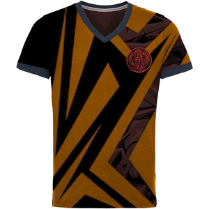 Conjunto corto de Camiseta con cuello en V de talla grande de alta calidad para hombre 2025 ropa de calle personalizada conjuntos de pantalones cortos bordados de estilo callejero - Product Image 1