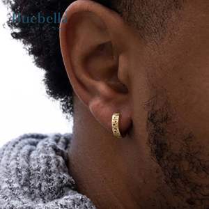 Venta caliente 925 Plata esterlina 18K Oro Esqueleto Llave griega Pendientes de Aro para hombres - Product Image 2