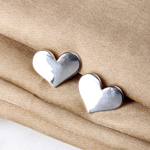 Trendy Solid 925 Sterling <b>Silver</b> <b>Heart</b> Shaped <b>Stud</b> <b>Earring</b> Handmade Designer Jewelry for Women's Wedding Gift Direct Wholesaler - Product Image 4