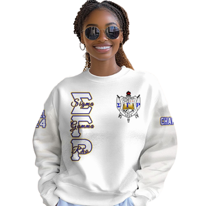 Sudadera con Cuello Redondo de la Hermandad Sigma Gamma Rho 1922 Azul y Dorado, Ropa Griega, Sudadera de Forro Polar Premium, Moda de Invierno para Mujer - Product Image 4