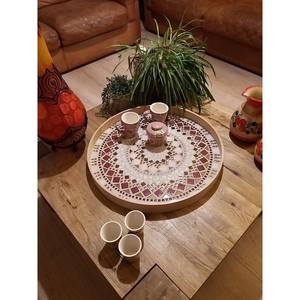 Plateau moderne en bois de noyer pouf avec poignées plateau de service pour la décoration de salon idée cadeau pour la maison - Product Image 4