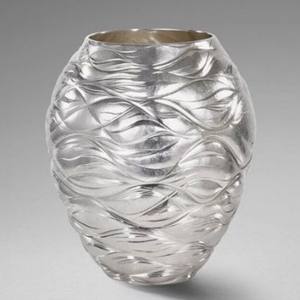 Florero de hierro costero Chapado en plata de forma redonda de Metal de aluminio estilo elegante de lujo Venta caliente excelente calidad - Product Image 1