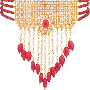 Indian Jewelry <b>Set</b> <b>Crystal</b> Faux Pearl Layered Beaded Choker Tassel Necklace Bridal Jewellery Manufacturers, Pink - Product Image 6