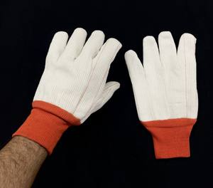 100% toile de coton 24 OZ Double Palm Hot Mill Gants Gants de travail chauffants Red String Knitted Wrist Style Wholesale in TX (USA) - Product Image 6