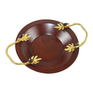 Cuenco redondo de metal de madera hecho a mano con mango dorado, diseño único para Decoración de mesa, técnica pulida, precio económico - Product Image 4