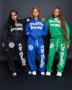 Survêtements amples en coton lourd pour hommes Sweat-shirt zippé Sweats à capuche et pantalons de survêtement avec broderie en détresse - Product Image 2