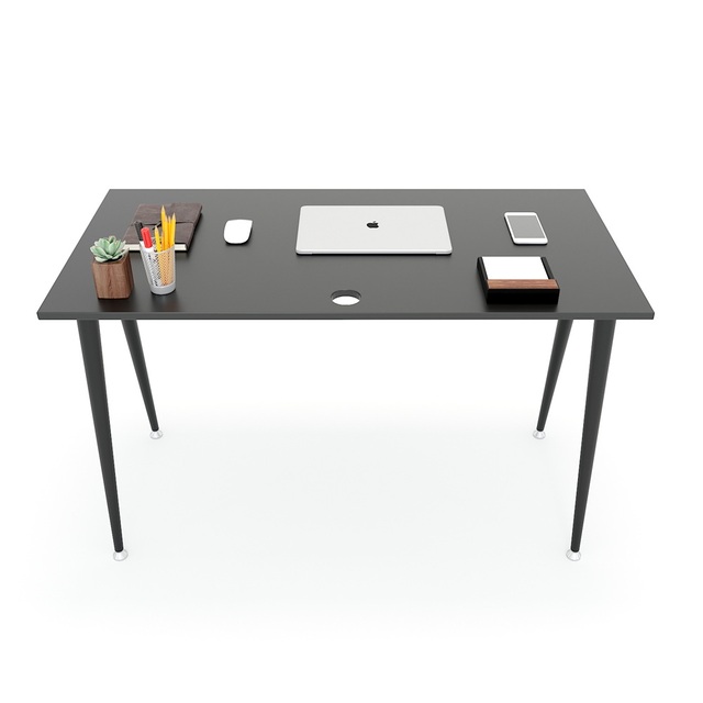 120x60cm Solid Wood Minimalist Office Desk with Tapered Legs and Drawer Metal Computer Desk Assembly Required