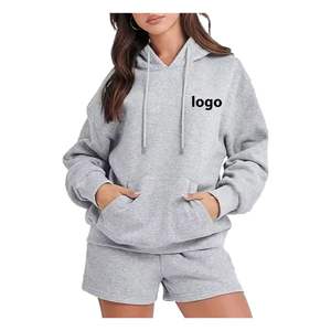 Ensemble de sweat-shirt en coton premium pour femmes avec short assorti |   Pull en polaire d'hiver streetwear, respirant, tendance, mode professionnelle - Product Image 5