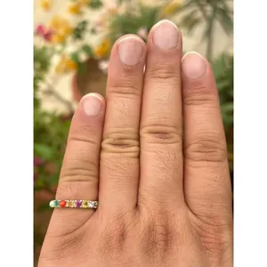 Bague en argent 925 Navratan avec pierre naturelle en zircon, bijoux fins pour homme, pour un usage quotidien, bague simple avec motif numérique - Product Image 2