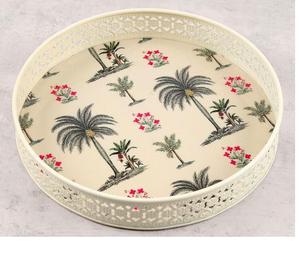 Bandeja Redonda Decorativa de Metal para el Hogar, Diseño Floral, Utensilios de Cocina de Alta Calidad - Product Image 6