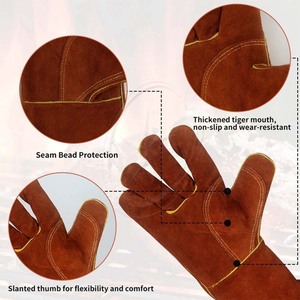 ถุงมือเชื่อมถุงมือหนังจากปากีสถานทนทานป้องกันน้ำร้อนลวก - Product Image 6