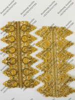 Dentelle marocaine dorée avec broderies, perles et paillettes, soluble dans l'eau, couleur personnalisée pour les bordures de vêtements - Offres en gros