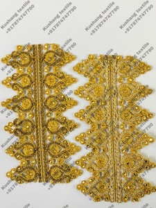 Golden Morocco Lace Trim Embroidery Beads <b>Sequin</b> Lace Trim Garments Lace Borders Deals in Wholesale - Product Image 3