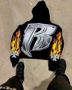 Básicos de alta calidad, sudadera de mezcla de algodón 100% algodón visita bordado antiguo logotipo personalizado térmico Puff estampado al por mayor - Product Image 4