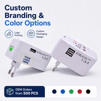 Corelex Küresel Seyahat Adaptörü Çift USB + Type-C 10A ABS/PVC Taşınabilir Çok Fonksiyonlu 4 Prizli Güç Şeridi Özelleştirilebilir Marka Logosu