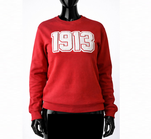 Delta 1913 Personalizado |   Sigma |   Sudadera Theta para Mujer, Bordada con Letra Griega, Cuello Redondo, Color Carmesí, Sudadera de Hermandad, Venta al por Mayor - Product Image 2