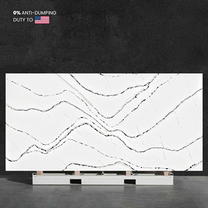 Dự Án Nv891 Tốt Nhất Loại Sóng Tĩnh Mạch Nhân Tạo Thạch Anh Nhà Bếp Countertop Đảo Bàn Ăn Hiện Đại Với Bảo Vệ Cạnh - Product Image 1