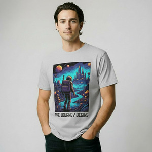 T-shirt pour homme à col rond, coupe classique, en polyester/coton imprimé, manches courtes, style streetwear écologique - Product Image 4