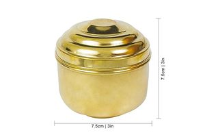 Decorative Brass Pot Flip Top Lid Handcrafted Bohemian Style <b>Food</b> Storage <b>Jar</b> Gifting Packs Herbs Freshness Preservation Travel - Product Image 3
