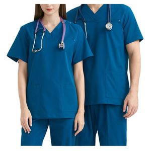High Quality Eco-Friendly Knitted Hospital Uniforms Sets Short Sleeve Stretchy Women Men Nursing <b>Scrubs</b> Custom <b>Nurse</b> <b>Scrubs</b> - Product Image 2