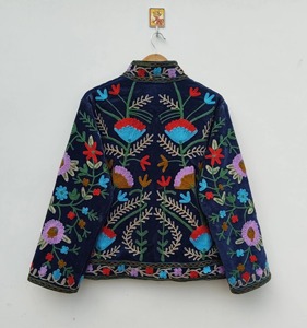 Veste en coton brodée florale bohème, col rabattu, manches longues, vêtements d'extérieur décontractés, grande taille, vêtements d'automne pour adultes - Product Image 2