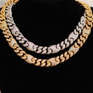 CVD โซ่ CVD ประดับเพชร20มม. สไตล์ฮิปฮอปสไตล์แร็ปเปอร์925เงินสเตอร์ลิง Figaro Link Chain สำหรับผู้ชาย - Product Image 3