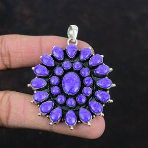 Colgante de piedras preciosas de ostra espinosa turquesa Multi-Stone Cluster 925 Sterling Silver Kingman Spiny Oyster Pendant - Product Image 2