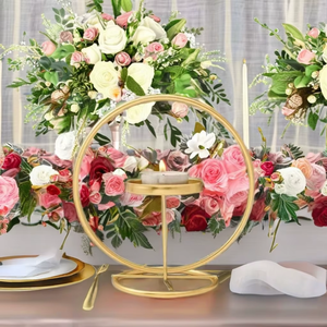 Support de bougie chauffe-plat rond en métal, support de bougie pilier, bougeoir décoratif, décoration de réception de mariage - Product Image 1
