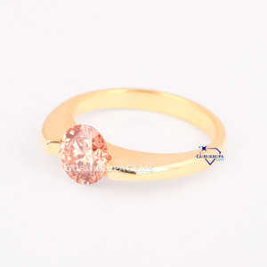 แหวนเพชรเม็ดเดี่ยวสีชมพูหรูหราสำหรับผู้หญิงแหวนหมั้น925เงิน gurukrupa อัญมณี - Product Image 2