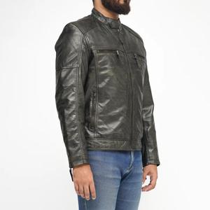 Chaqueta Bomber Varsity de Cuero Genuino para Hombre, Negra, Ajustada, Vintage, Impermeable, Transpirable y Resistente al Viento, Envío Inmediato - Product Image 4