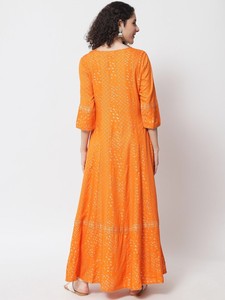 ชุดเดรสยาวแบบ Anarkali สำหรับผู้หญิง ผ้าวิสโคสเรยอน ปักลาย Gotta Patti มีหลายแบบให้เลือก - Product Image 6