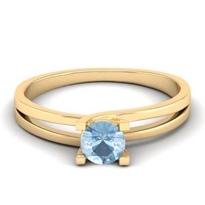 Anillo de Piedra Preciosa de Aguamarina de Corte Redondo de 0.5 Quilates con Nuevo Diseño REYES en Oro Rosa Sólido de 14K, Joyería Fina de Piedra Natal para Mujer - Product Image 6