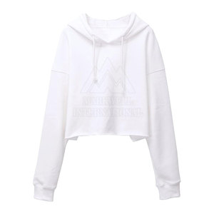 Último estilo de color sólido mujeres Crop Top sudaderas con capucha al por mayor de las mujeres personalizadas Crop Top sudaderas con capucha - Product Image 1