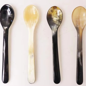Ecofriendly buffalo horn spoon <b>set</b> handcrafted from natural horn for rustic lifestyle and artisanal kitchenware - Product Image 1