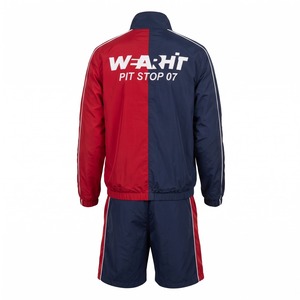 <b>Men's</b> Windbreaker Jacket Set Half <b>Zip</b> Pullover Two Tone Nylon Racing Jacket and <b>Shorts</b> Reflective Navy Red Custom Logo OEM - Product Image 2
