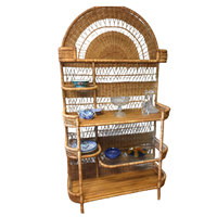 Étagère en rotin artisanale - Unité de rangement bohème naturelle avec design multi-niveaux