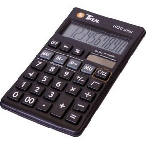 Calculadora Solar de 10 Dígitos de TWEN-Black, Funciona con Energía Solar y sin Baterías - Product Image 1