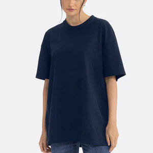 T-shirt à manches courtes col rond décontracté basique oversize en coton peigné ringspun jersey fin pour fournisseurs - Product Image 4