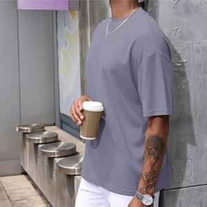 Camiseta de Hombre Lisa Personalizable al por Mayor, Cuello Redondo, Juvenil, de Secado Rápido y Transpirable, 100% Algodón y Fibra de Bambú, 300 Gramos, Alta Calidad - Product Image 4