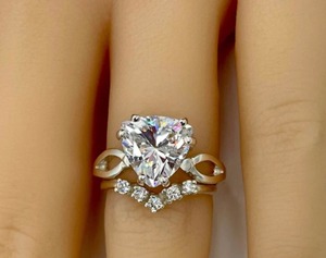 Trillion Solitaire Engagement <b>Ring</b> <b>Set</b> Beautiful Cut Moissanite Sterling <b>Silver</b> Customized Hip Hop Pendant Party Custom Jewelry - Product Image 2